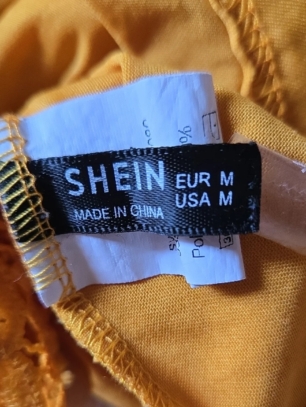 SHEIN Mustard Crochet Long-Sleeve Peplum Blouse